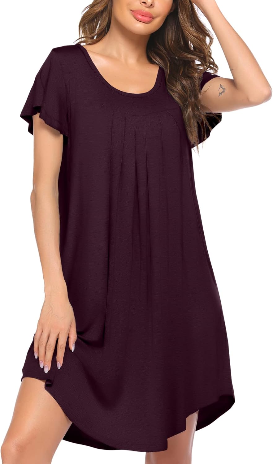 Ekouaer Womens Nightgown, Special Soft Sleepwear for Comfort, Unique Pleated Sle...
