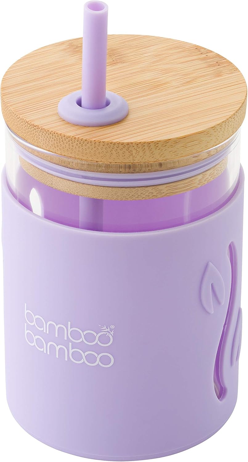 bamboo bamboo ® Toddler Sippy Cup with Straw and Lid – 350ml Glass Kids Cup with...