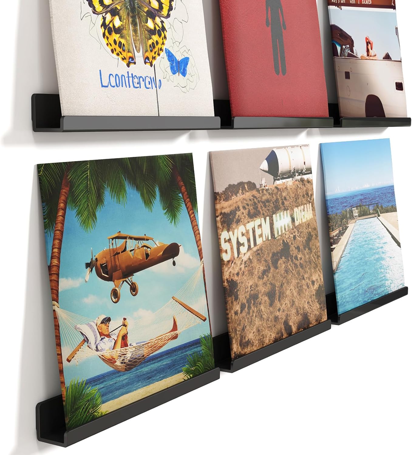 Lifewit Floating Shelves, Special Shelves for Vinyl Record, Innovative 6 Pack Bl...