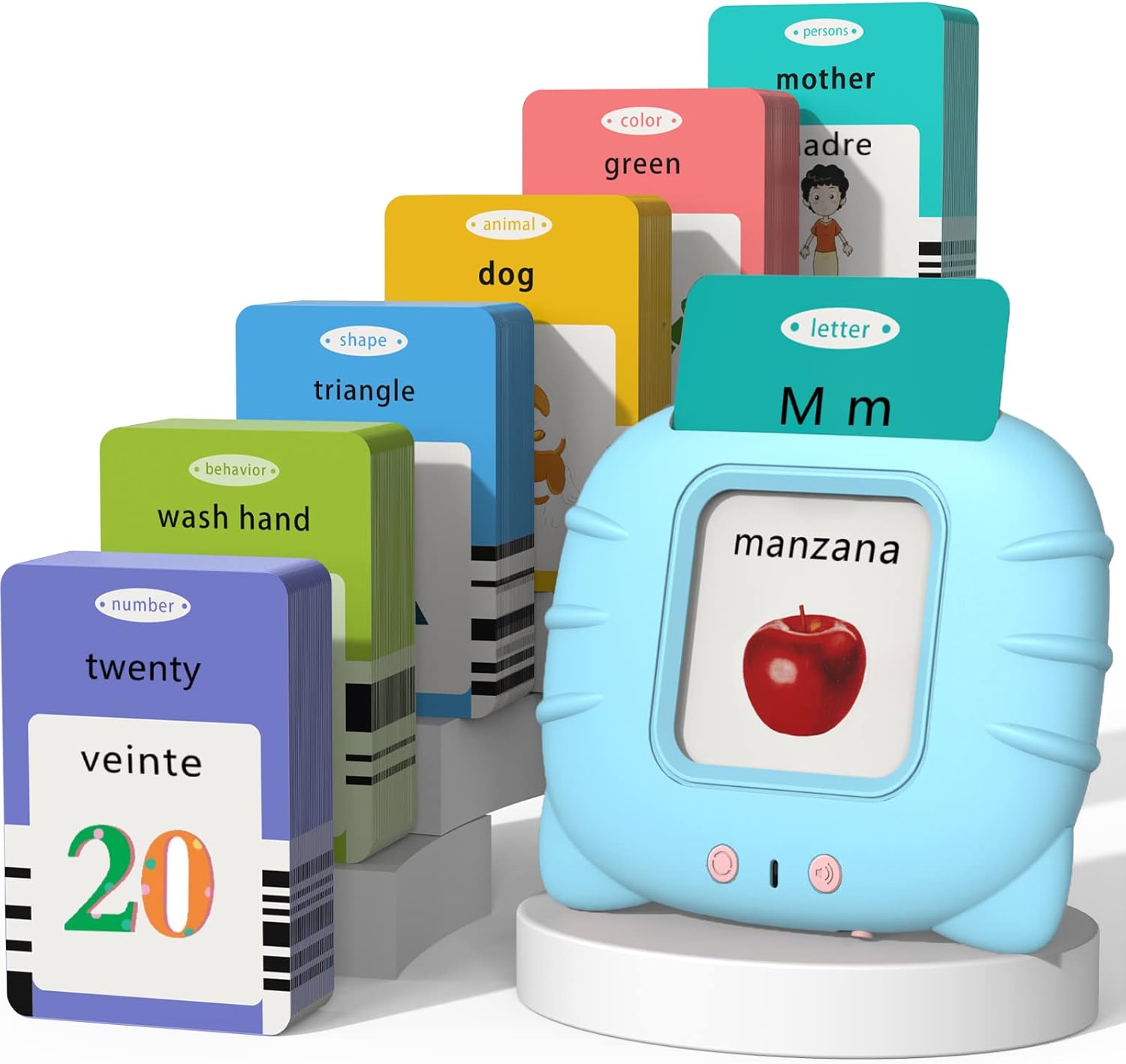 Spanish & English Talking Flash Cards for Toddlers 1 2 3 4 5 6, Audible Toys for...