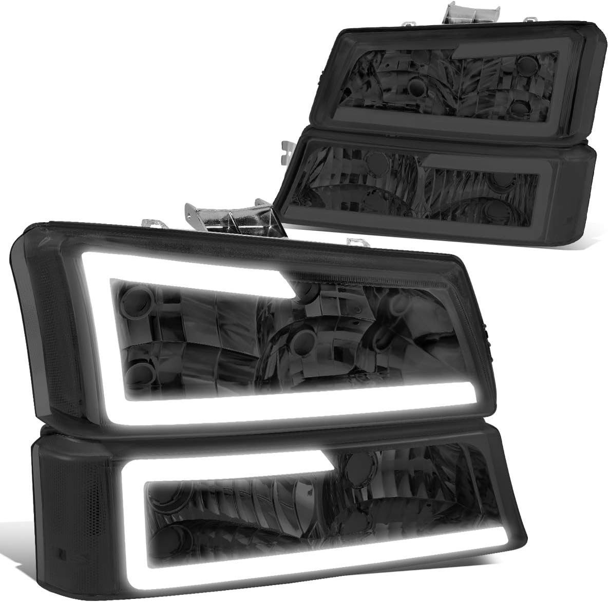 4PCS LED DRL Bumper Headlight Lamps, Special Chevy Silverado Accessories Compati...
