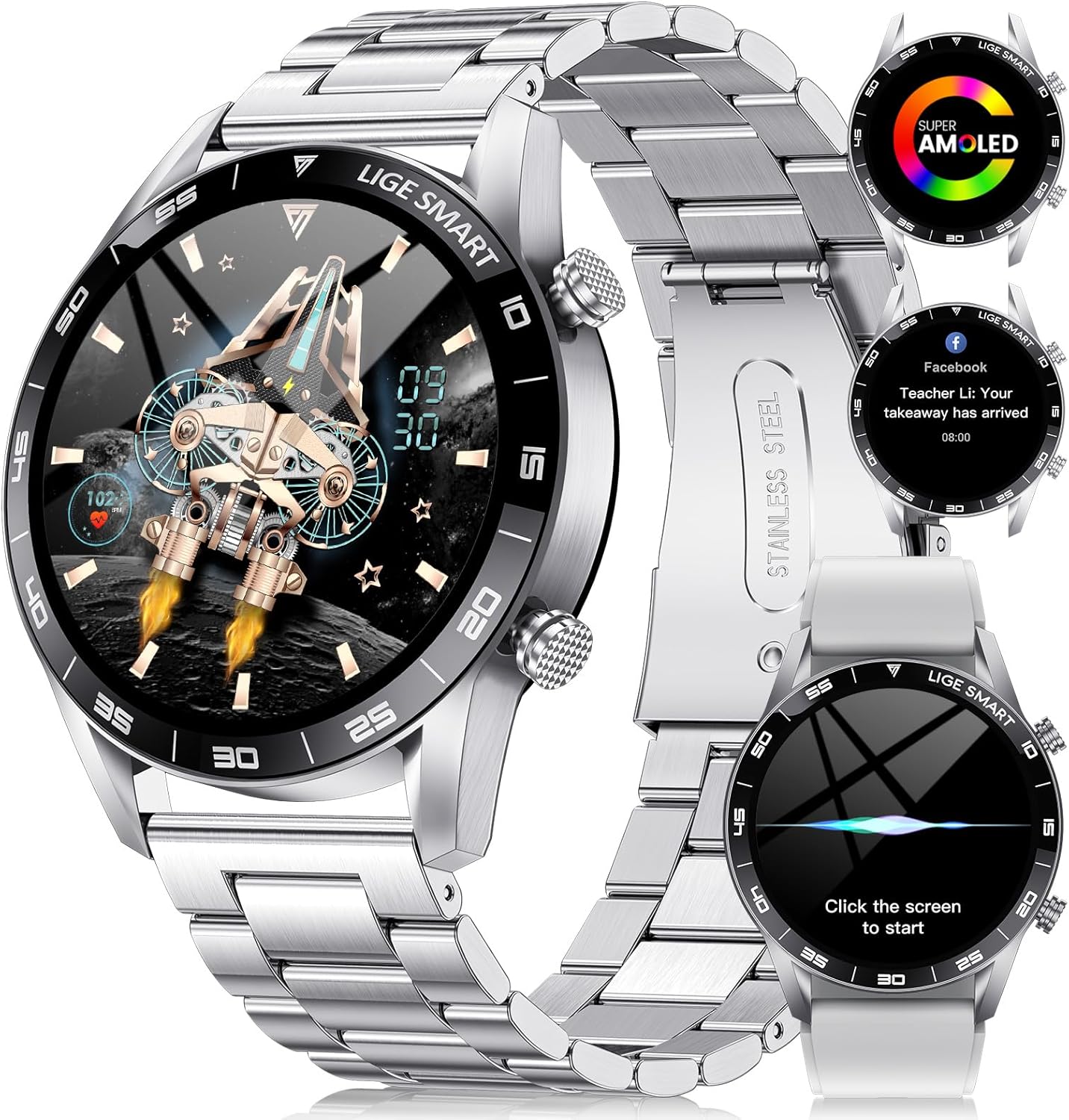 LIGE Smart Watch for Men with 1.43 AMOLED Display, Answer/Make Call, Fitness Wat...