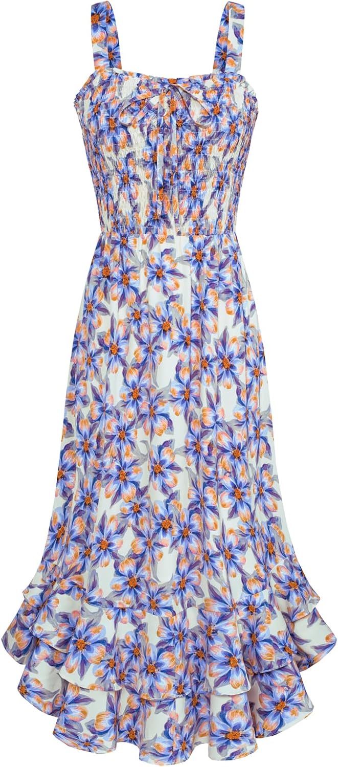 GRACE KARIN Women's Summer Strappy Floral Maxi Dress, Special Square Neck Dual L...