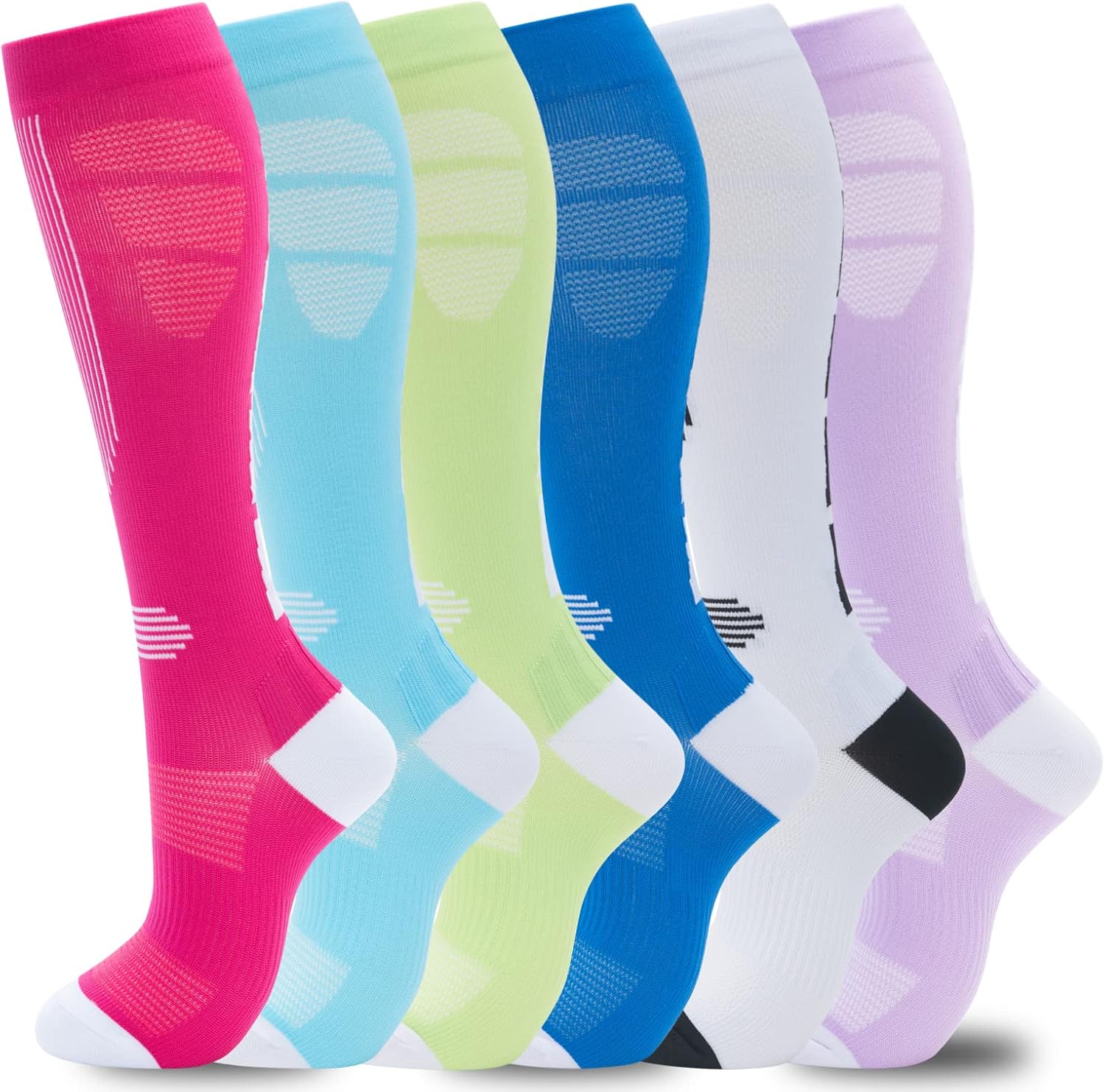 fenglaoda Compression Socks Women Men 6 Pairs, Knee High Best Support Circulatio...
