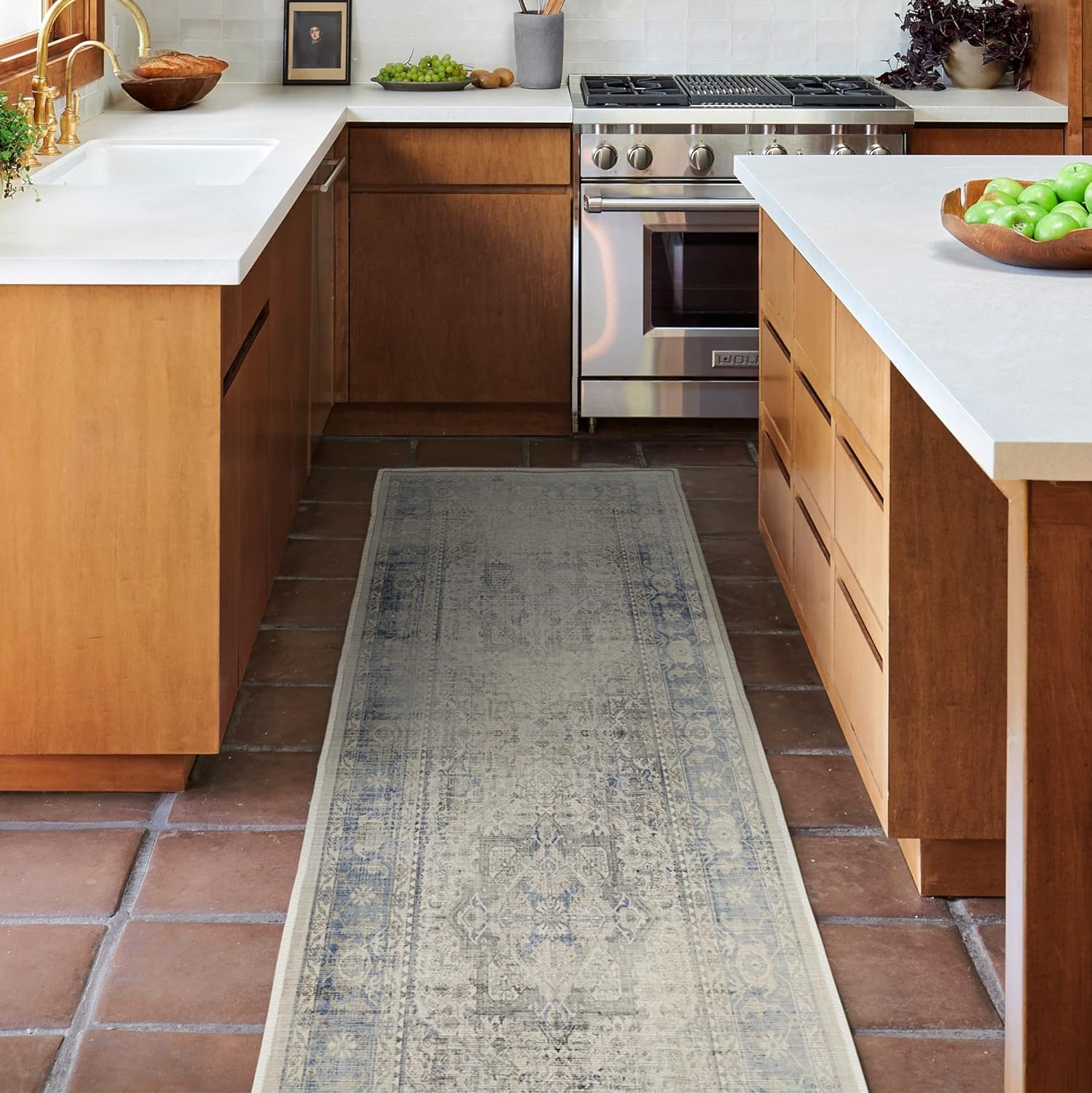 RUGGABLE Kamran Runner Rug, Special Machine Washable Rug for Hallway and Entrywa...