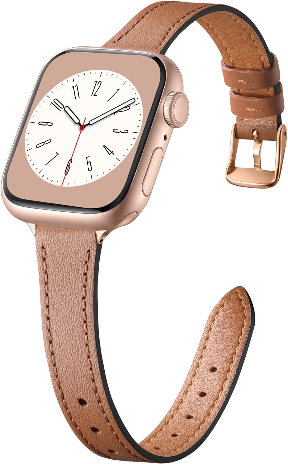 Charlam Slim Leather Band Compatible with Apple Watch Band 40mm 38mm 41mm 42mm 4...