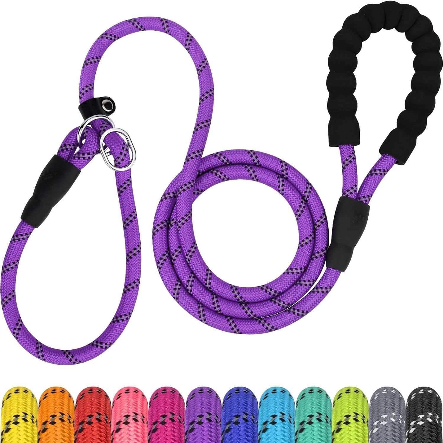 TagME Slip Rope Dog Lead for Medium Dogs,1.8m Reflective Slip Leads with Soft Pa...