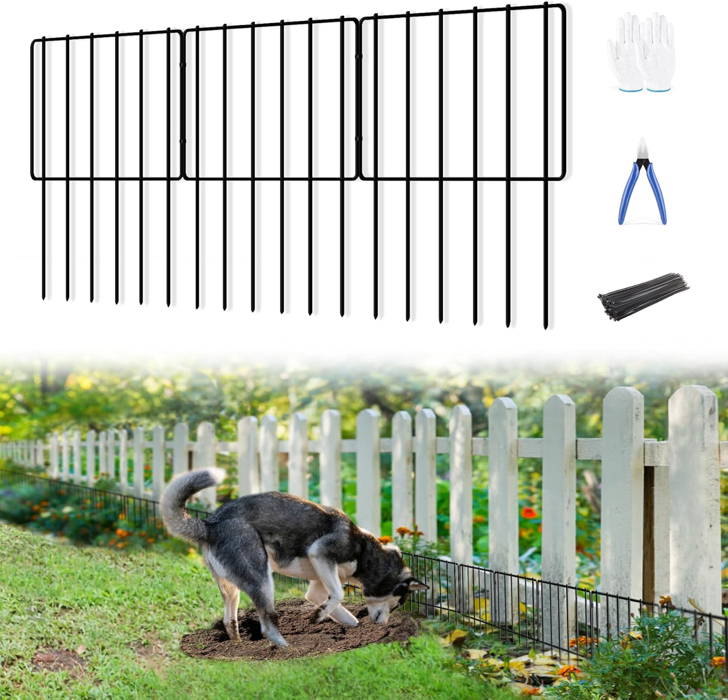 KYATE Animal Barrier Fence, 25 Panels Dog No Digging Fence Barrier, Rabbit Groun...
