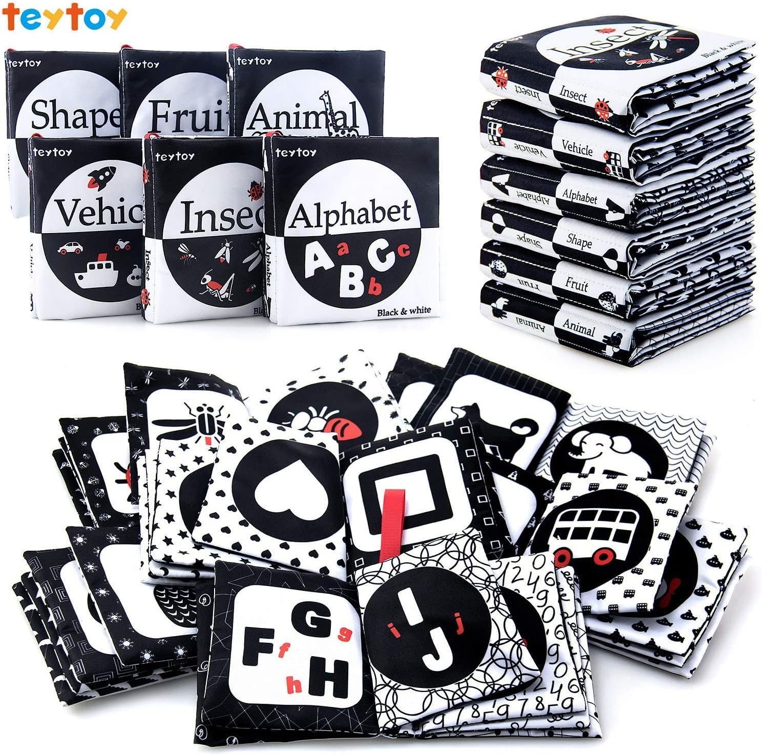 Black and White Baby Book Baby Sensory Toys High Contrast Sensory Books First Bo...
