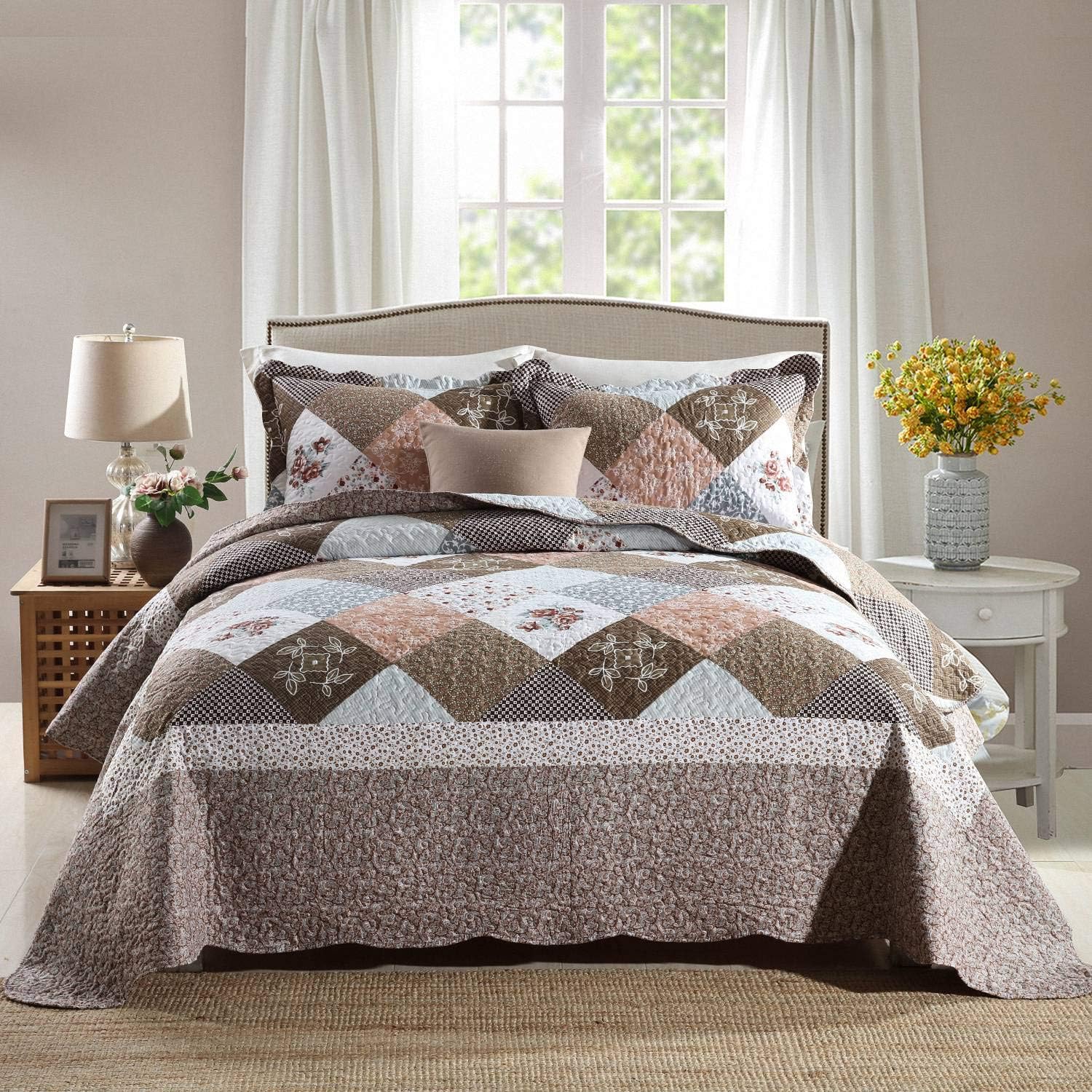 HoneiLife Quilt Set Twin Size - 2 Piece Microfiber Quilts Reversible Bedspreads...