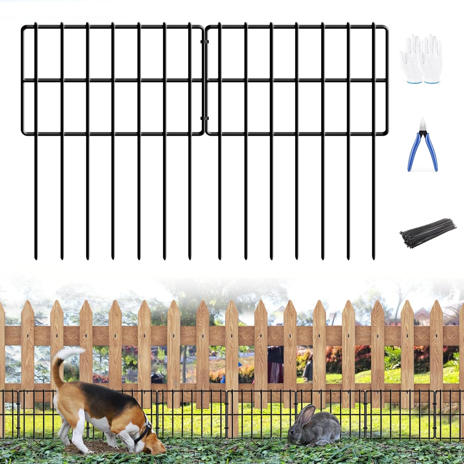 19 Pack Garden Animal Barrier Fence, 1.65inch Spik...