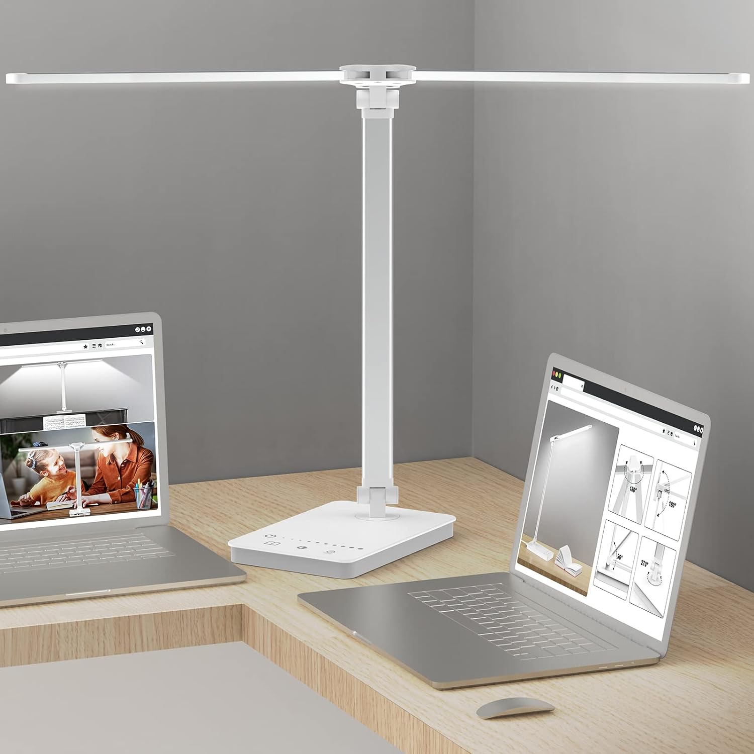 Bright LED Desk Lamp for Home Office - Dual Swing Arm Eye-Caring Architect Task...