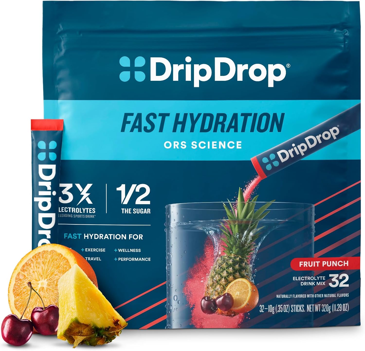 DripDrop Hydration Electrolyte Drink, Special Fruit Punch Drink Mix, High-Qualit...
