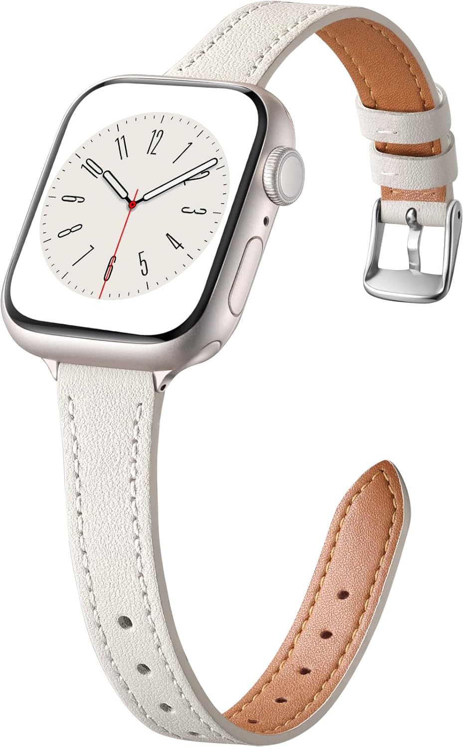 Charlam Slim Leather Band Compatible with Apple Watch Band 40mm 38mm 41mm 42mm 4...