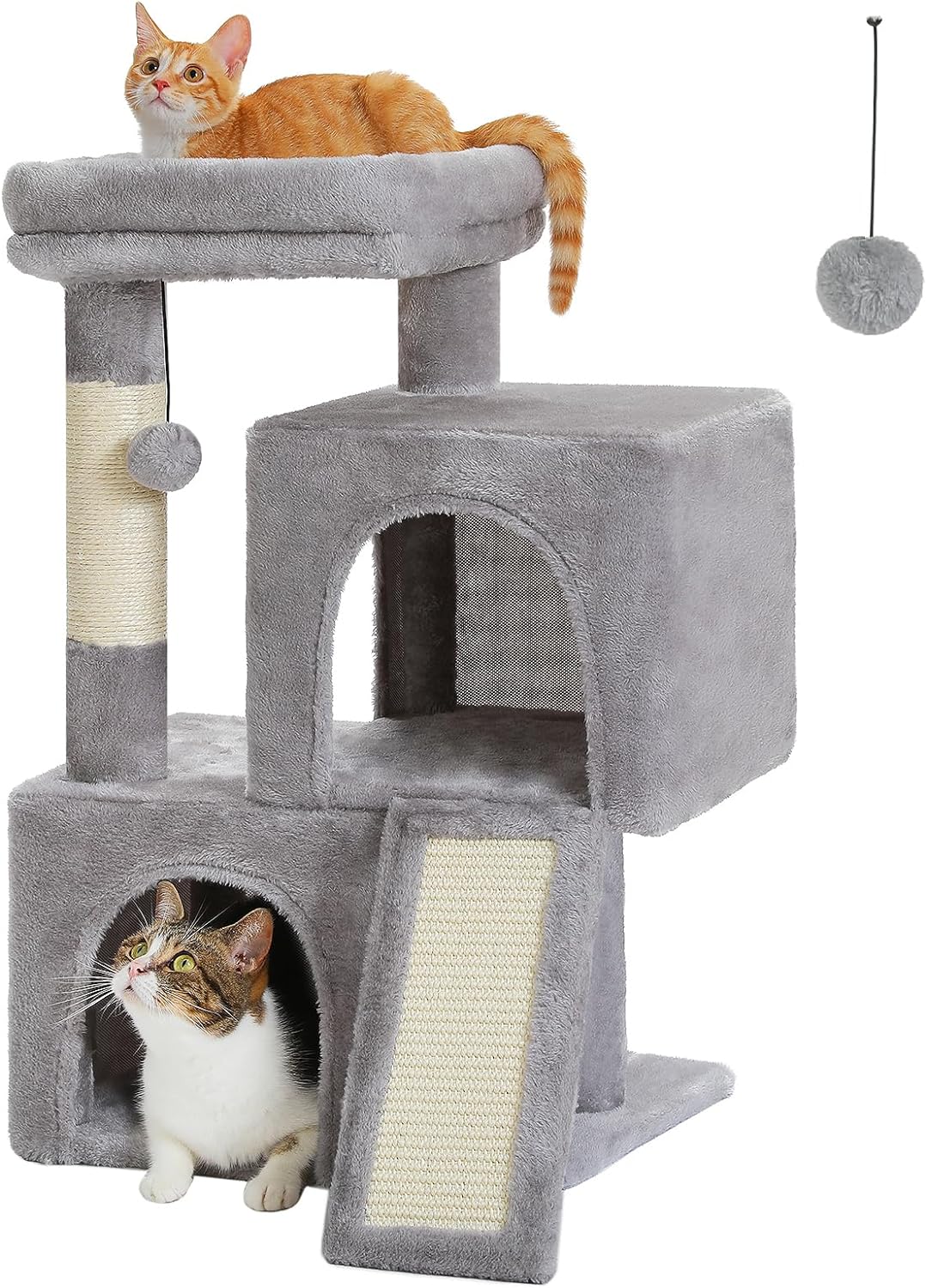 PAWZ Road Cat Tree, 30 Inches Cat Tower with Dual Condos for Indoor Cats, Plush...