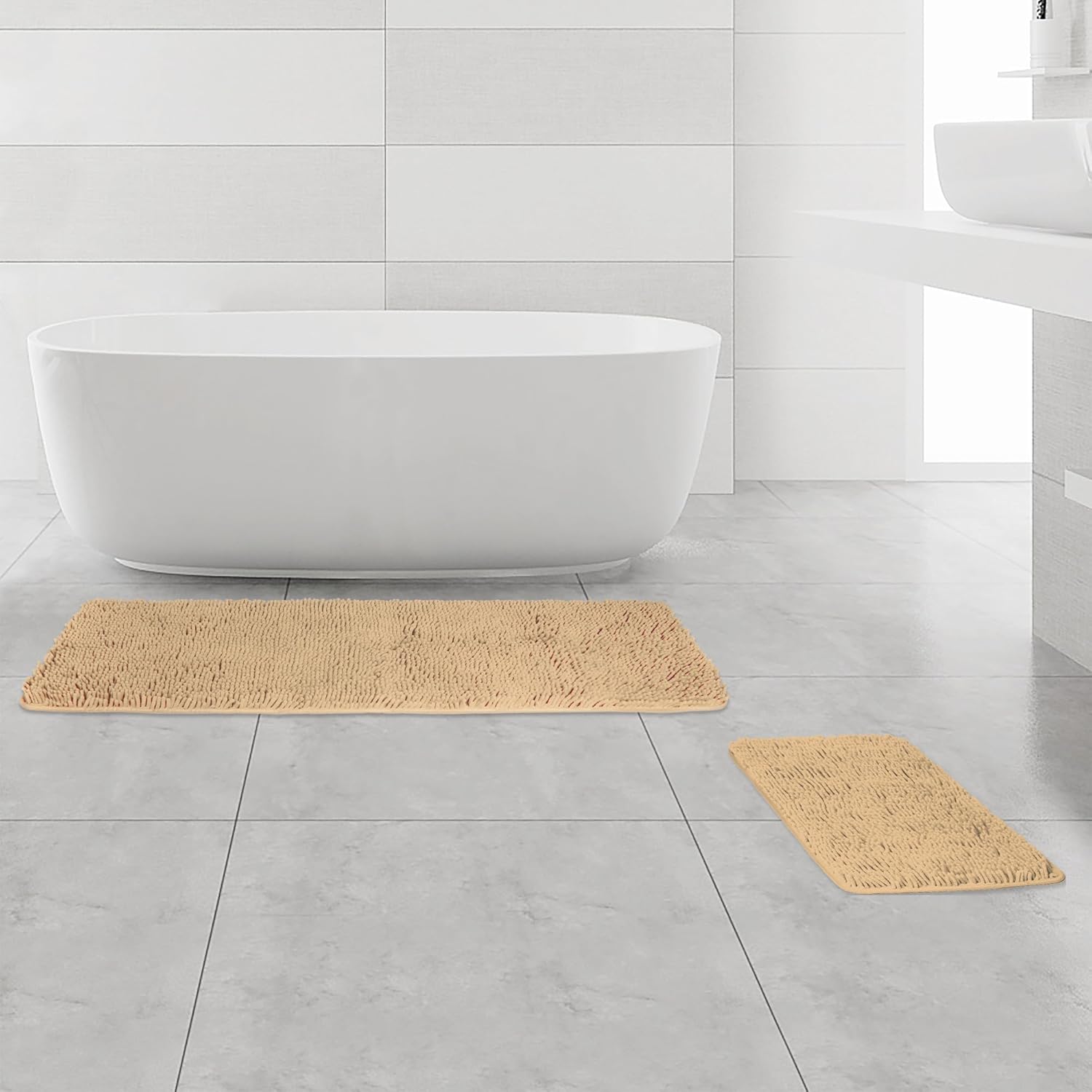Yeaban Bathroom Rugs Sets, Special Thick Chenille Bath Mats, Innovative Absorben...