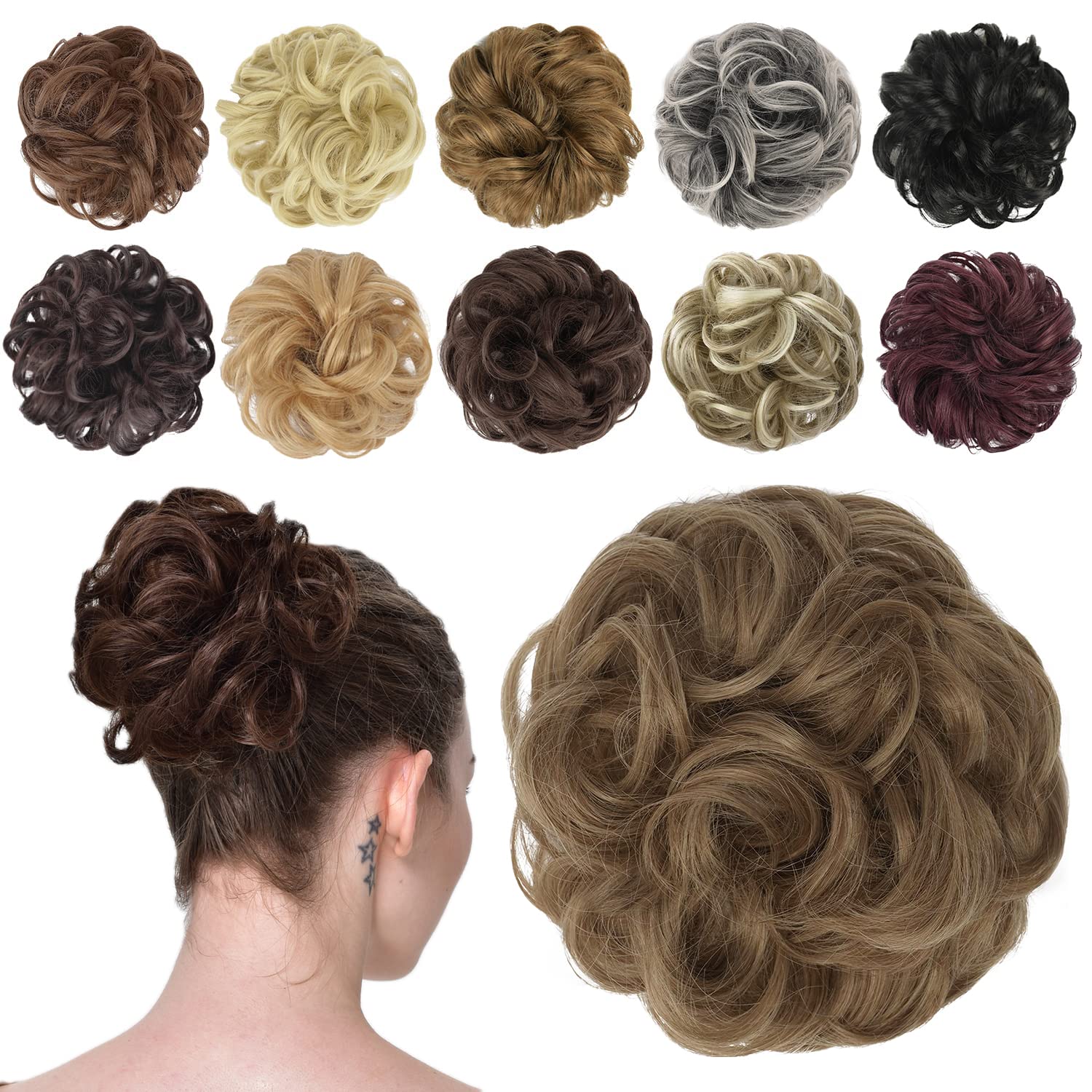 FESHFEN Messy Bun Hair Piece, Special Hair Scrunchies for Women, Innovative Synt...
