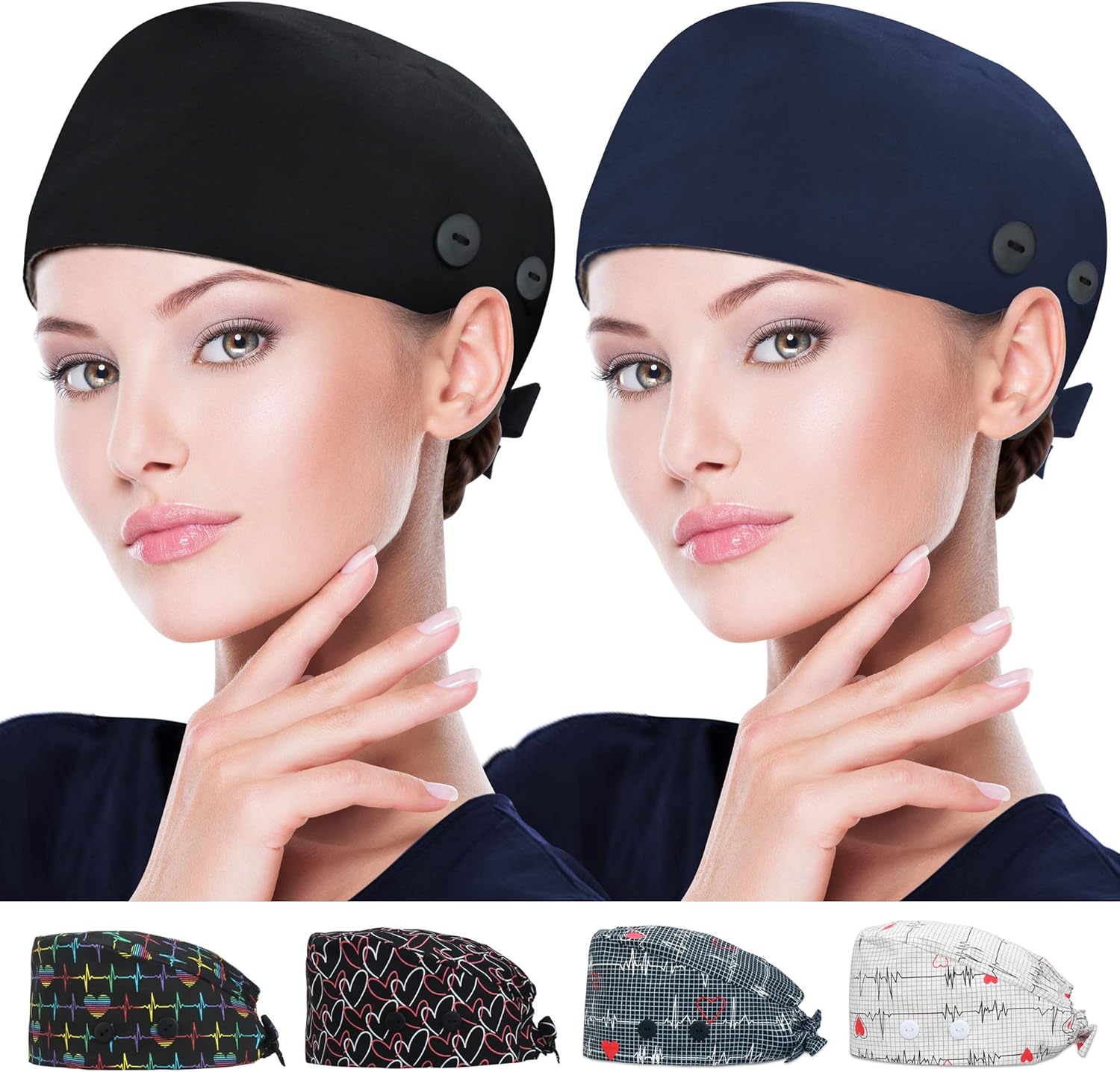 ABAMERICA Working Caps, Special Adjustable Working Hats with Button and Sweatban...