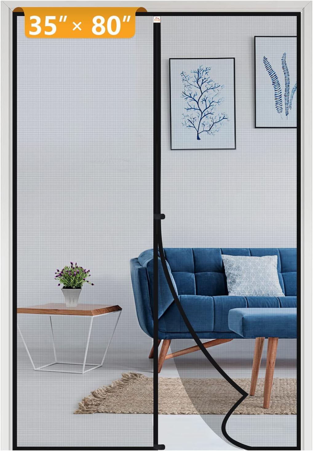 Yotache Magnetic Screen Door Fits Door Size 35 x 80, Screen Size 37" x 81" Reinf...