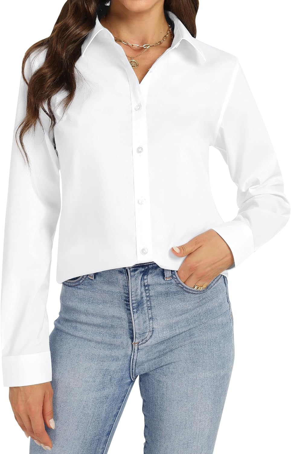 J.VER Womens Button Down Shirt, Special Long Sleeve Dress Shirts, Innovative Str...