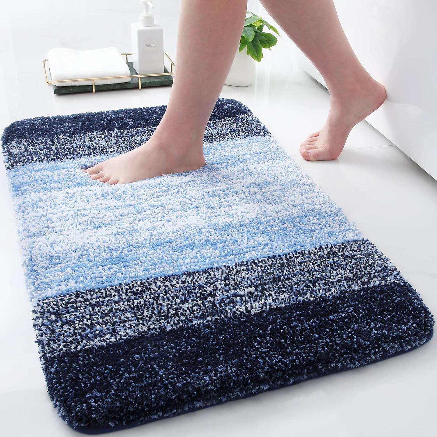 Arotive Microfiber Bathroom Rugs, Shaggy Soft and Absorbent Bath Rug, Non-Slip,...