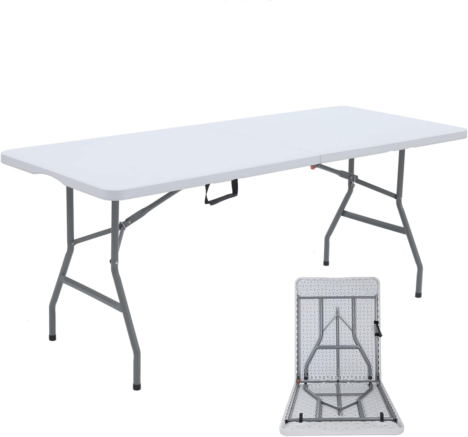 180CZ Folding Table 6 Foot Plastic Folding Table Indoor & Outdoor for Picnic, BB...