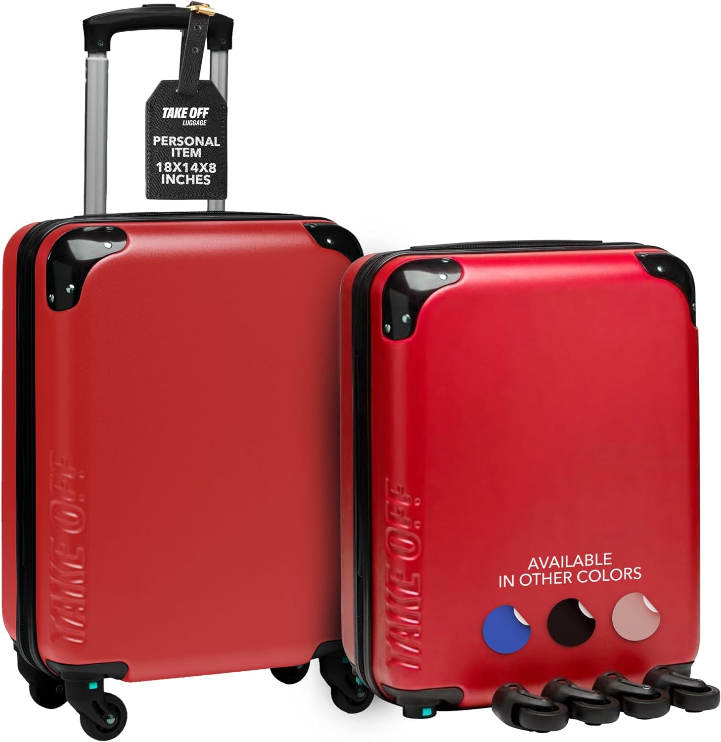 18 Inch Personal Item Removable Wheels Suitcase 2.0 Converts from Carry-On into...