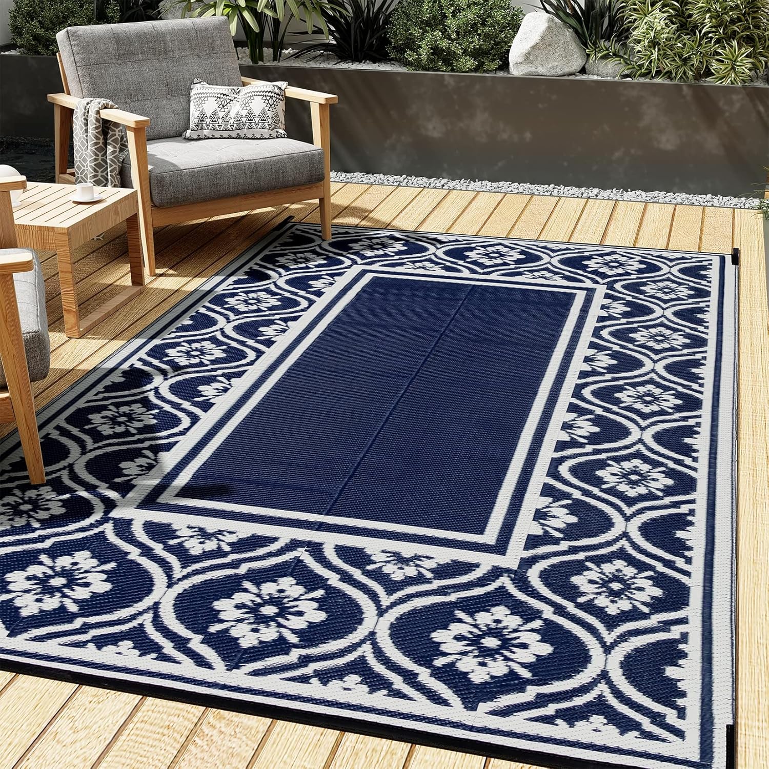 Outdoor Rug Mats, Large Waterproof Area Rug, Reversible Portable Outdoor Plastic...
