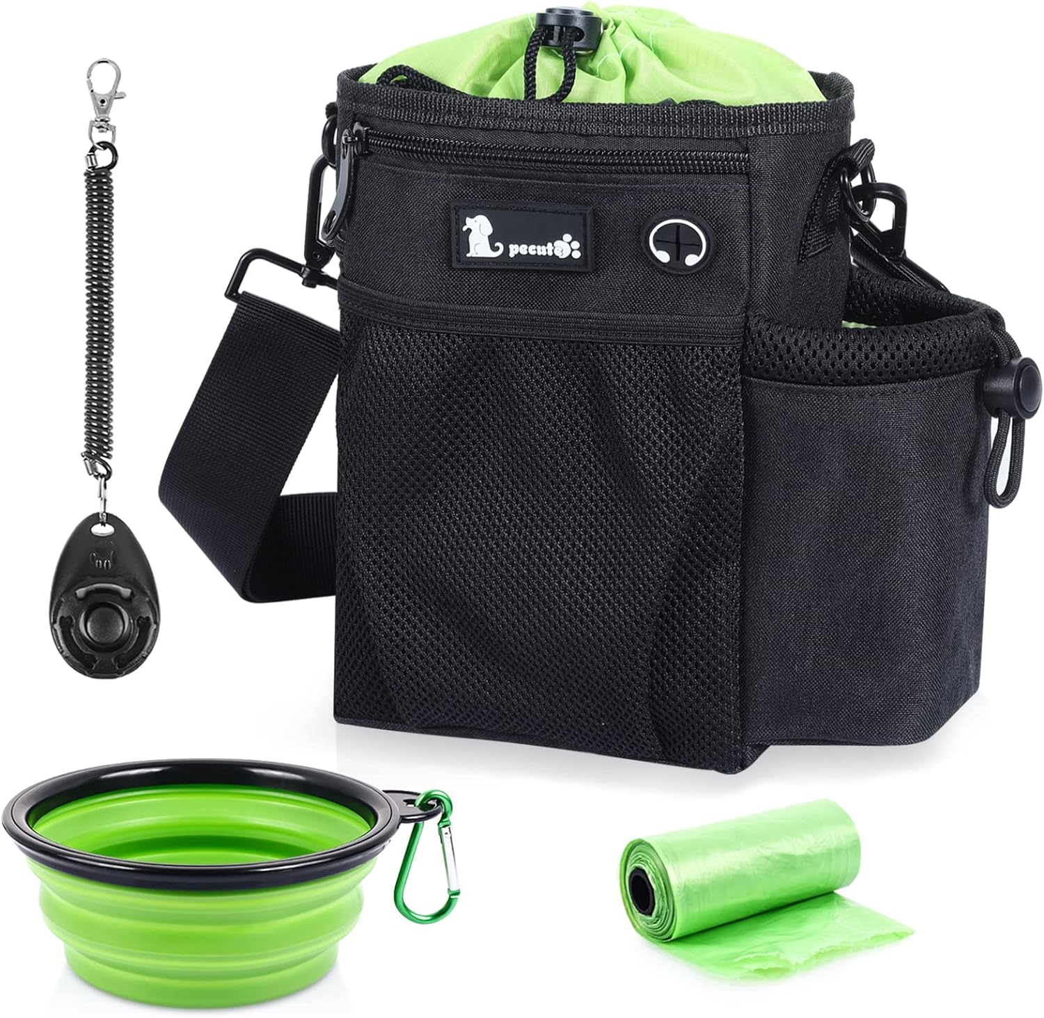 pecute Large Dog Treat Pouch Bag - Upgrade with Water Bottle Holder, Waterproof...