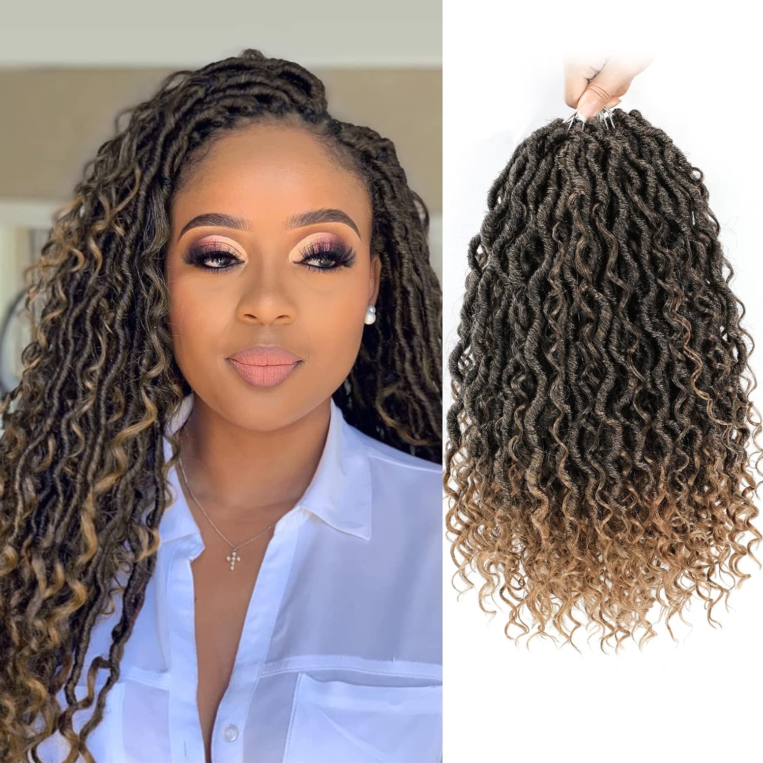 Fulcrum Goddess Locs Crochet Hair 14 Inch, 8 Packs New Faux Locs Crochet Hair fo...