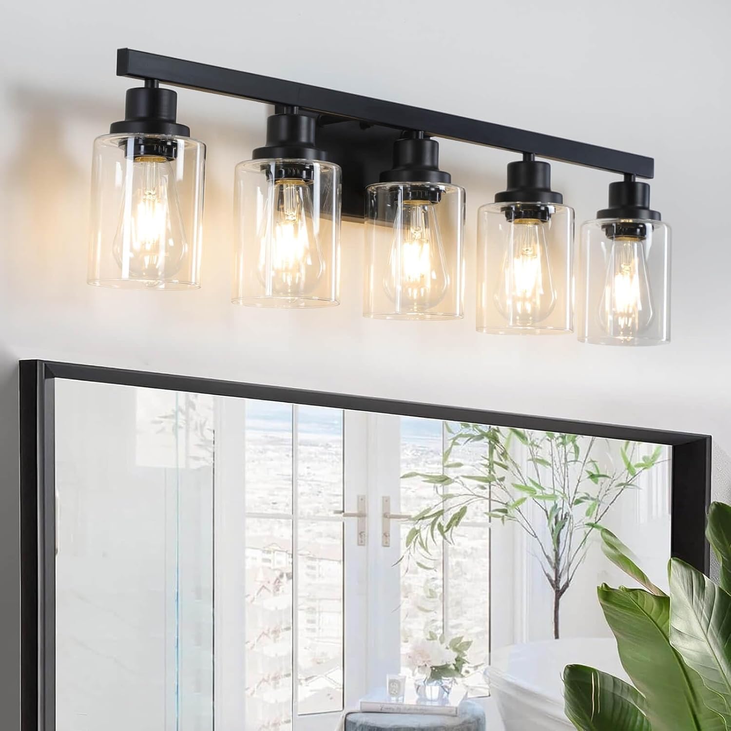 5-Light Black Bathroom Vanity Light, Modern Vanity Lighting Fixture for Bathroom...