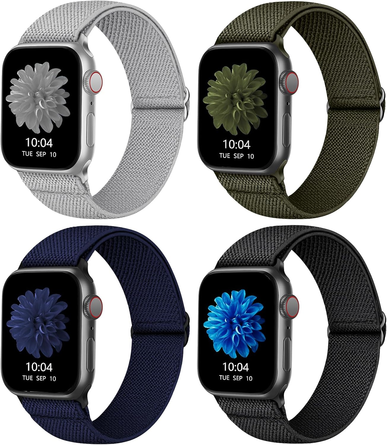 Stretchy Nylon Strap Compatible with Apple Watch Straps 42mm 44mm 45mm 49mm, Adj...