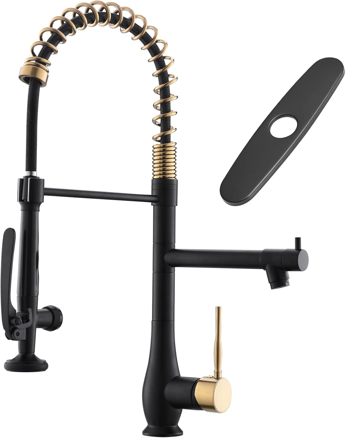 GIMILI Black and Gold Kitchen Faucet with Pull Down Sprayer Single Handle High P...