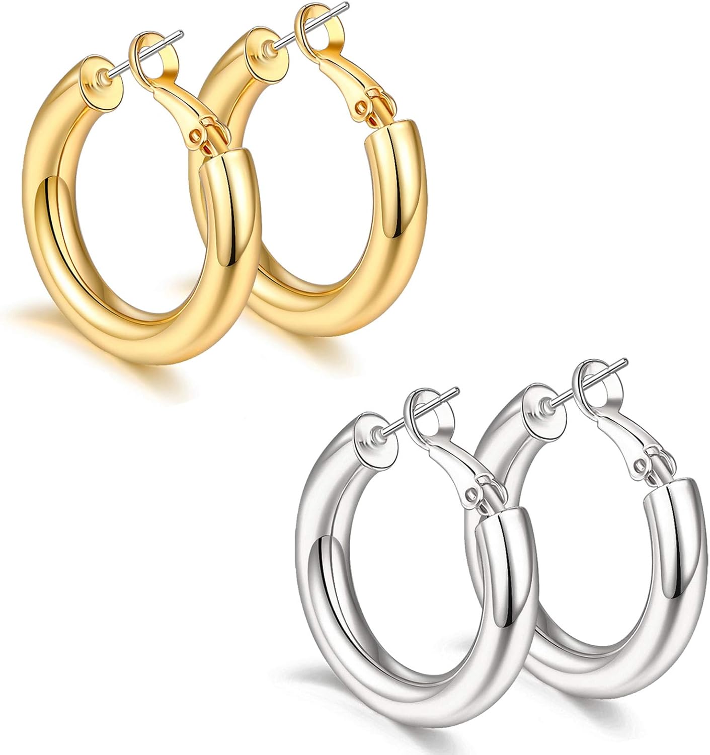 sovesi Chunky Gold Hoop Earrings, Special Earrings for Women with 925 Sterling S...