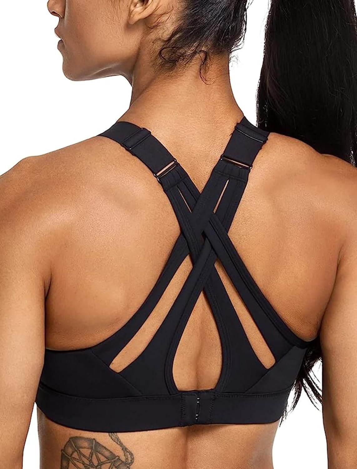 Yvette Sports Bra High Impact Adjustable Criss Cross Back, Full Support for Larg...