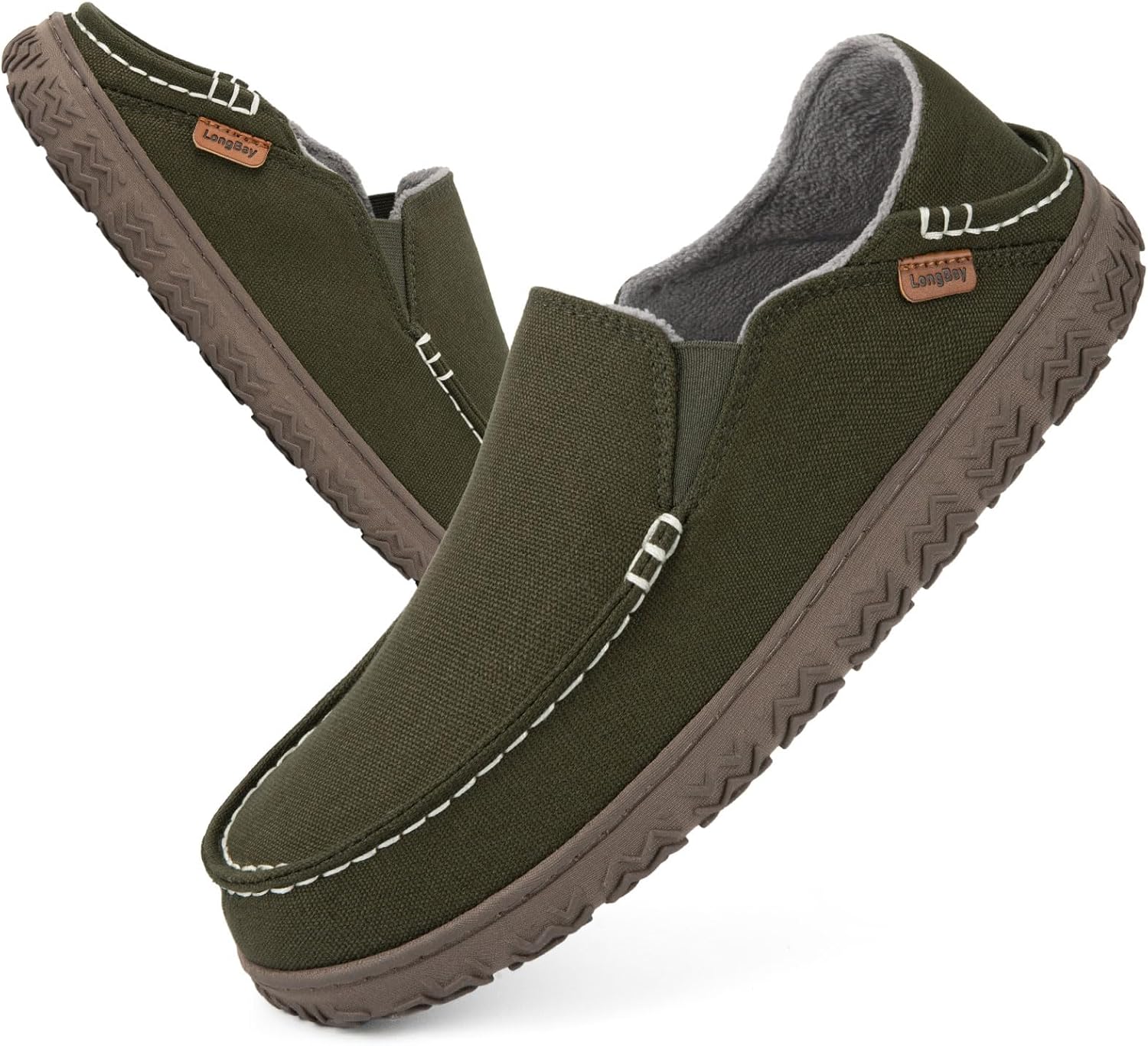 LongBay Men's Moccasin Slippers, Comfortable Microsuede Slippers with Plush Flee...