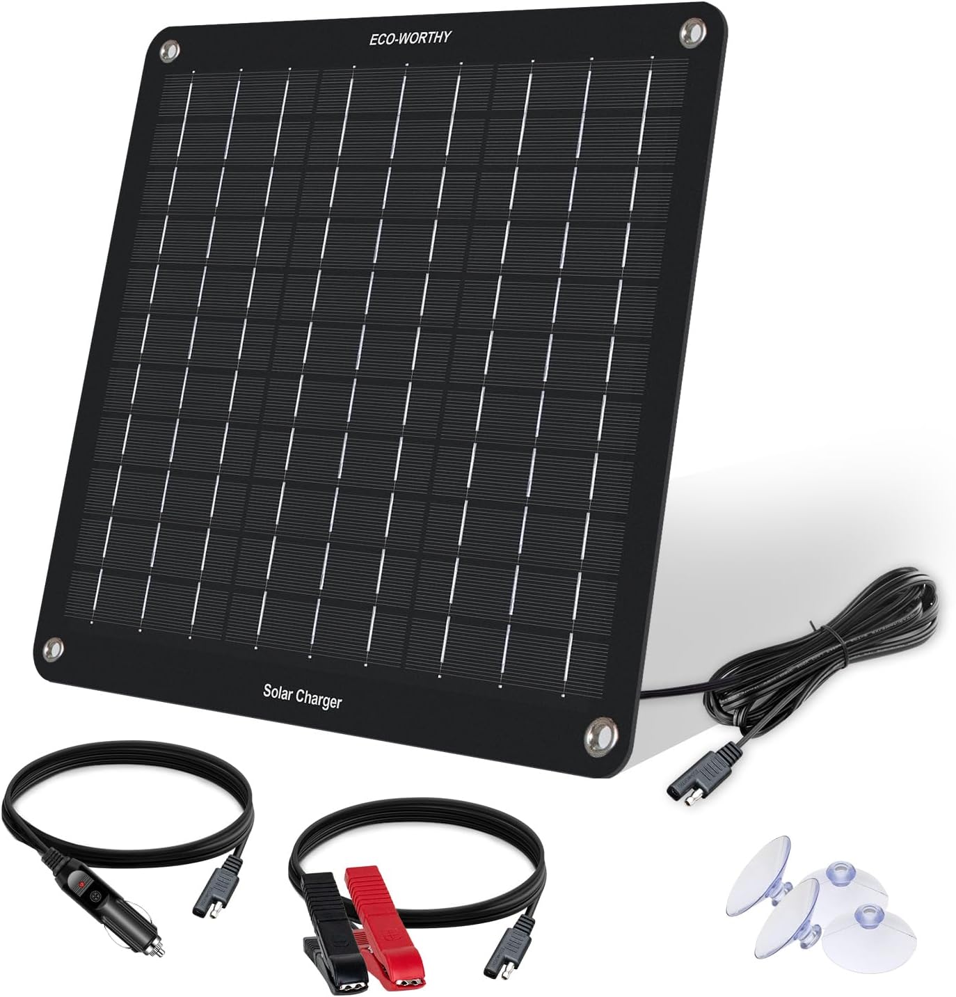 ECO-WORTHY 10W 12V Solar Trickle Charger Car Battery Maintainer, Portable Solar...