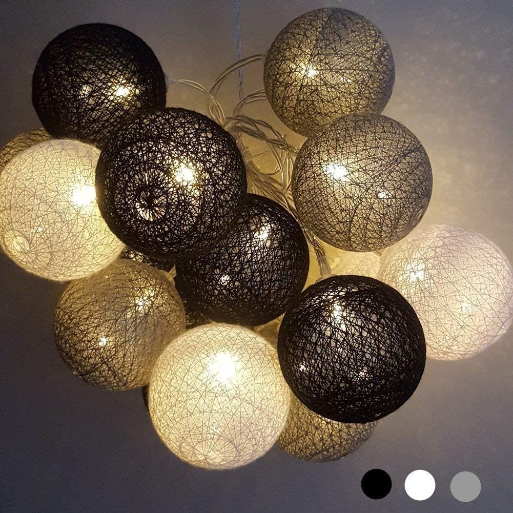 Fairy Lights LED String Lights Plug in Indoor - 3.8M 20 Pcs Cotton Ball String L...