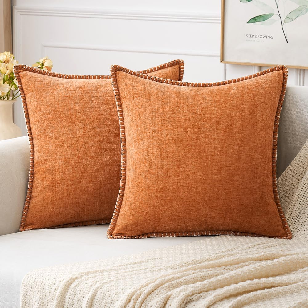 MIULEE Pack of 2 Pillow Covers, Special Couch Throw Pillow Covers 18x18 Inch, Hi...