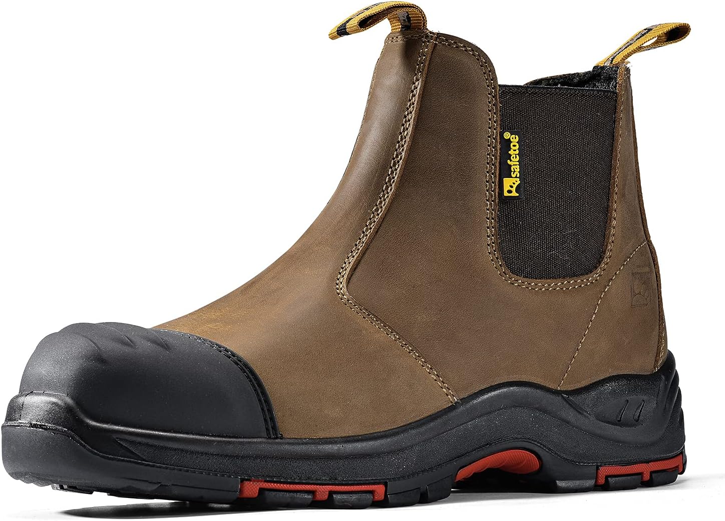 Mens Work Boots, Special Steel Toe Chelsea Safety Boots, High-Quality Cow Leathe...