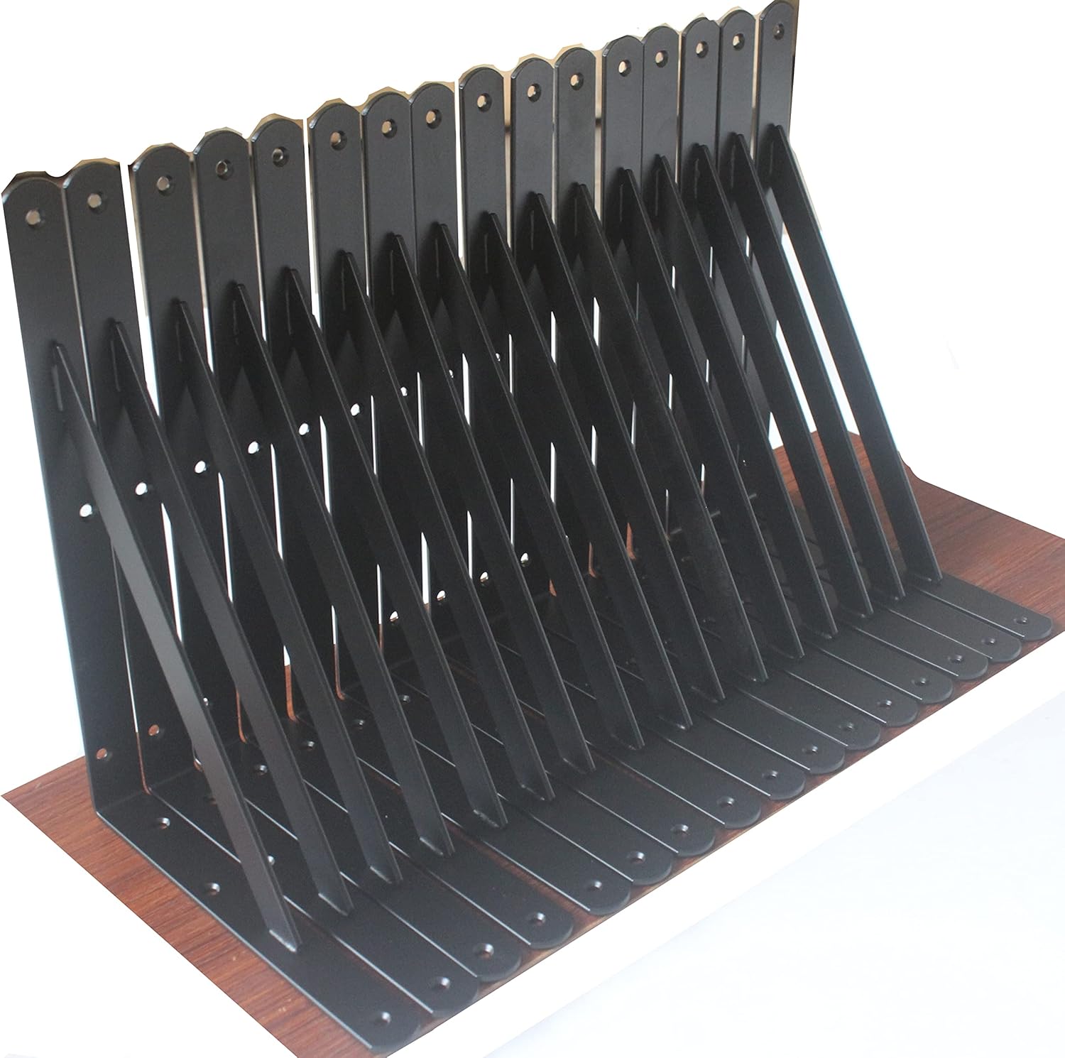 12 Pack L11" x H 8" Black Heavy Duty Shelf Brackets with Screws Metal Shelf Brac...