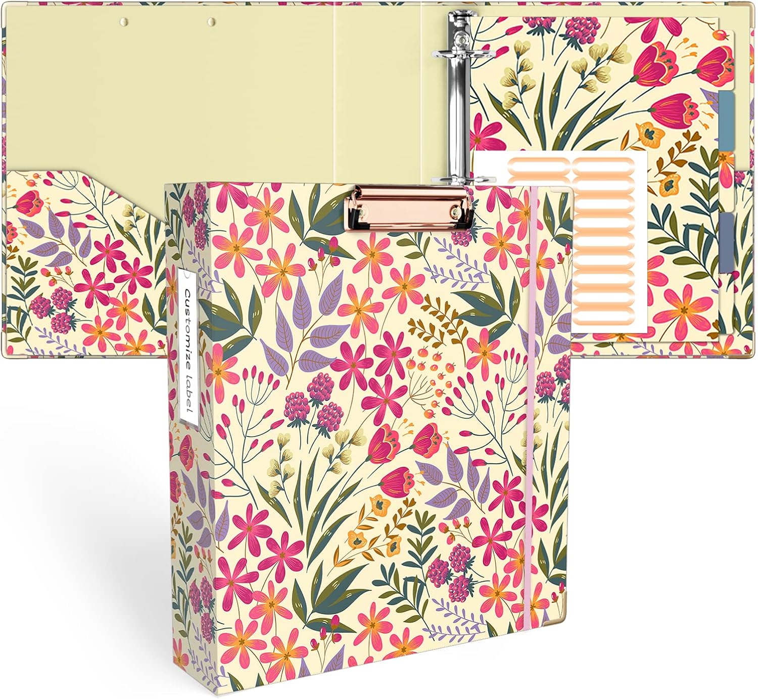 Ospelelf 3 Ring Binder 2 Inch, Cute Binder for Letter Size (11" x 8.5") with 5 T...