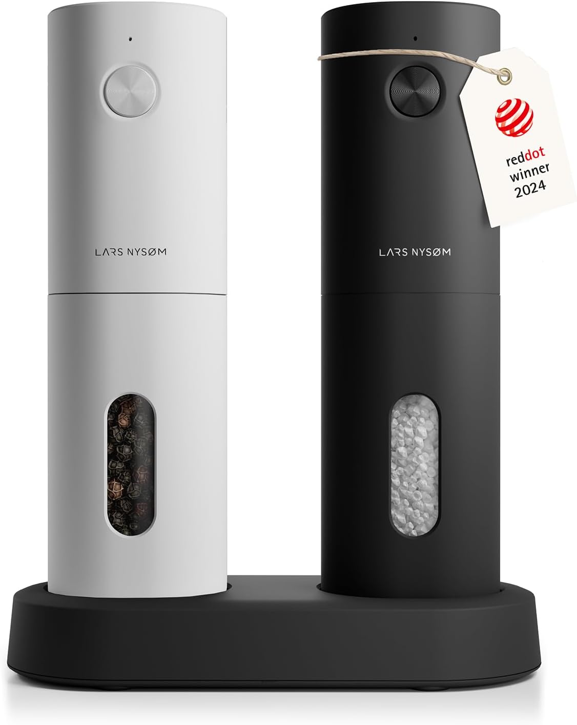 LARS NYSØM Electric Salt and Pepper Grinder Set I Automatic Salt and Pepper Mill...