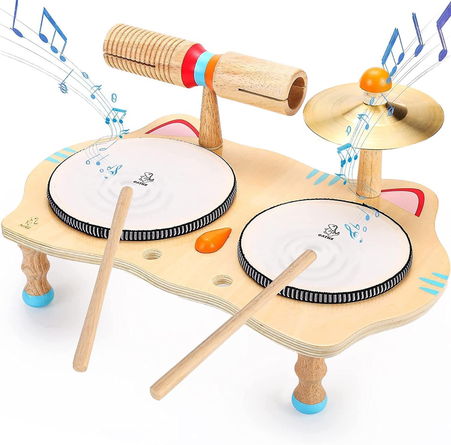 Oathx Kids Drum Set, Special All-in-One Montessori Musical Instruments Set for T...