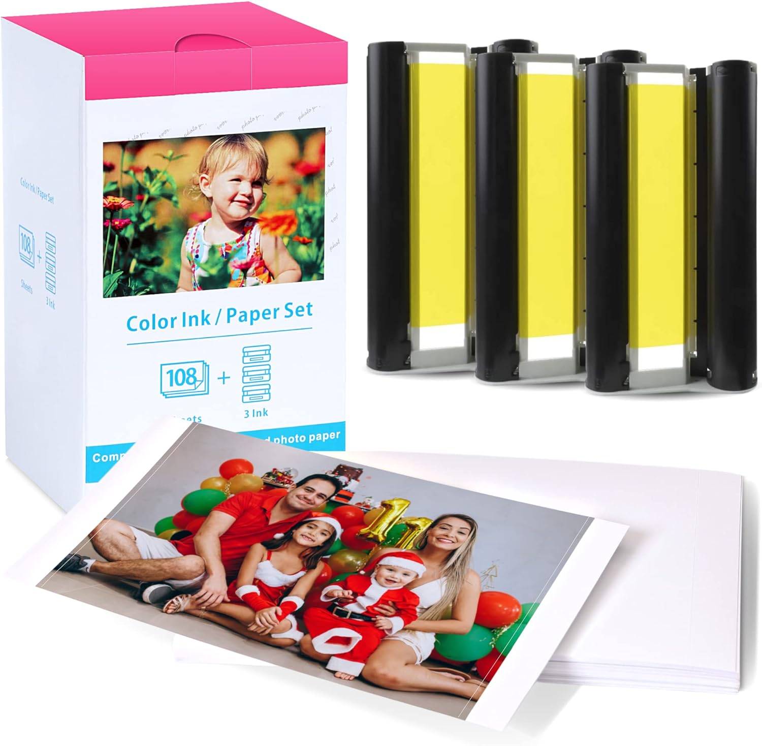 Wonfoucs Compatible for Canon Selphy CP1300 CP1500 Ink and Paper, KP-108IN KP108...