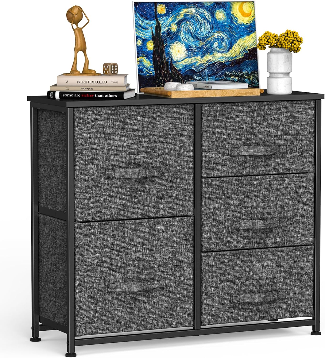 Pipishell 5 Drawers Storage Dresser, Fabric Dressers Tower Units for Bedroom, Ha...