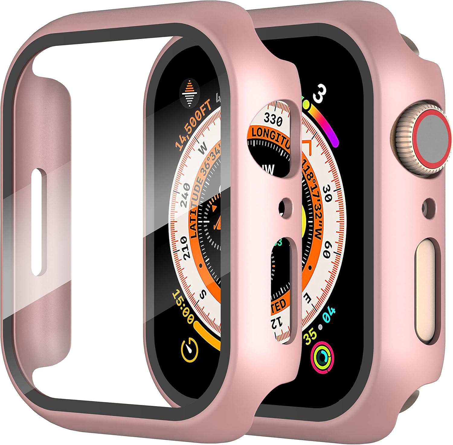 Diruite 2-Pack Screen Protector for Apple Watch 9/8/7 41mm Tempered Glass Case,A...