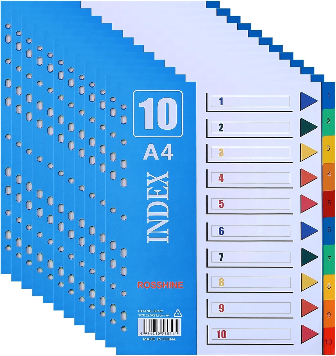 1-10 Part File Dividers A4, 【12Pack】Plastic A4 Folder Dividers for Ring Binder...