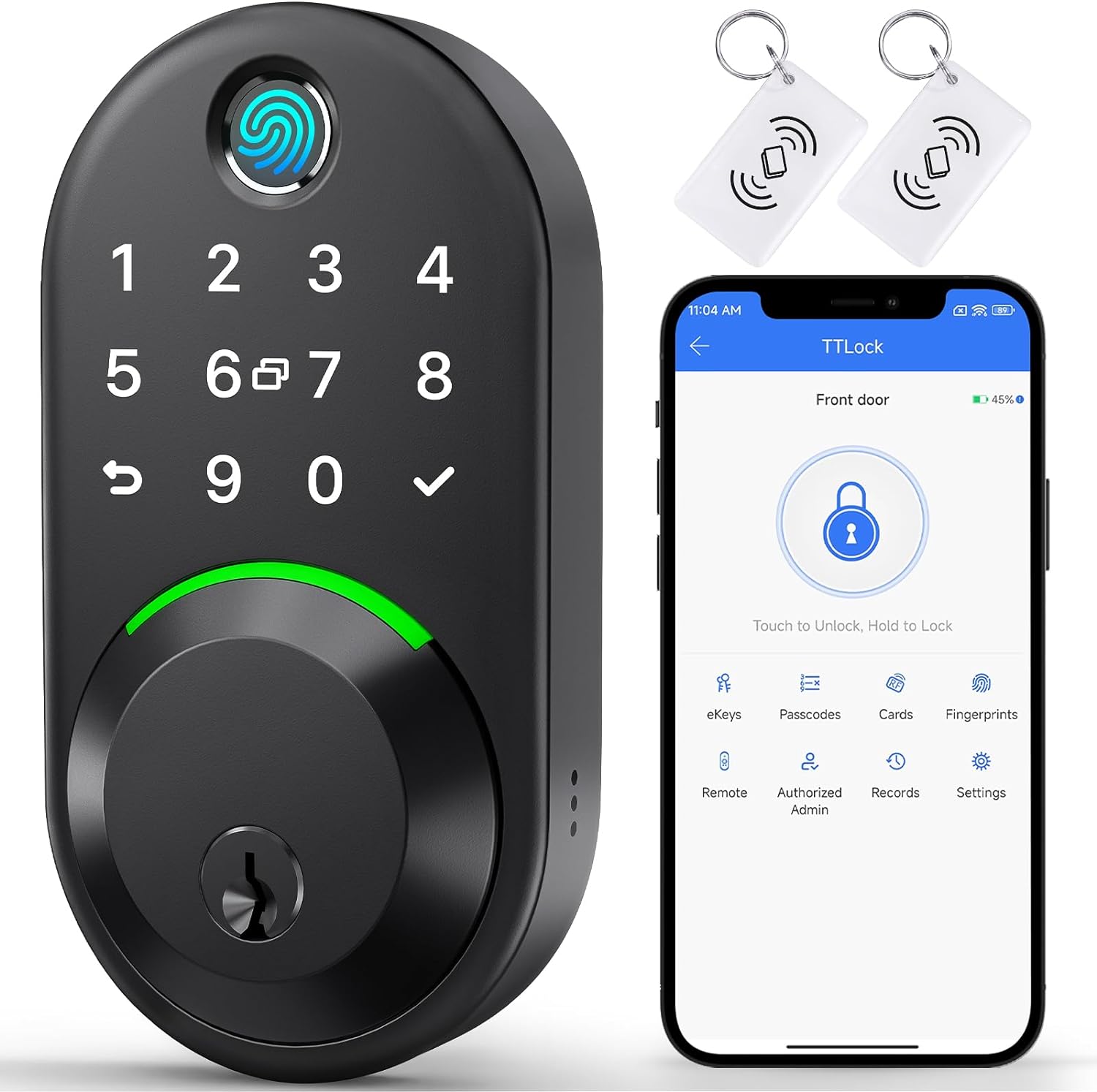 Keypad Smart Lock - Fingerprint Deadbolt with Remote App Control and Keyless Ent...