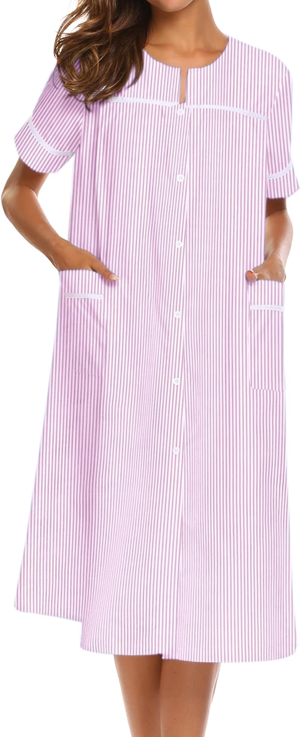Ekouaer House Dress for Women, Special Dress with Pockets Button Down Duster, In...